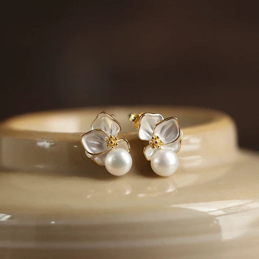 "Silk Orchid Whisper" Vermeil Earrings